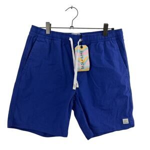 Baja Llama Shorts Mens Medium 32 Royal Blue Chino Elastic Pockets Casual 7" NWT